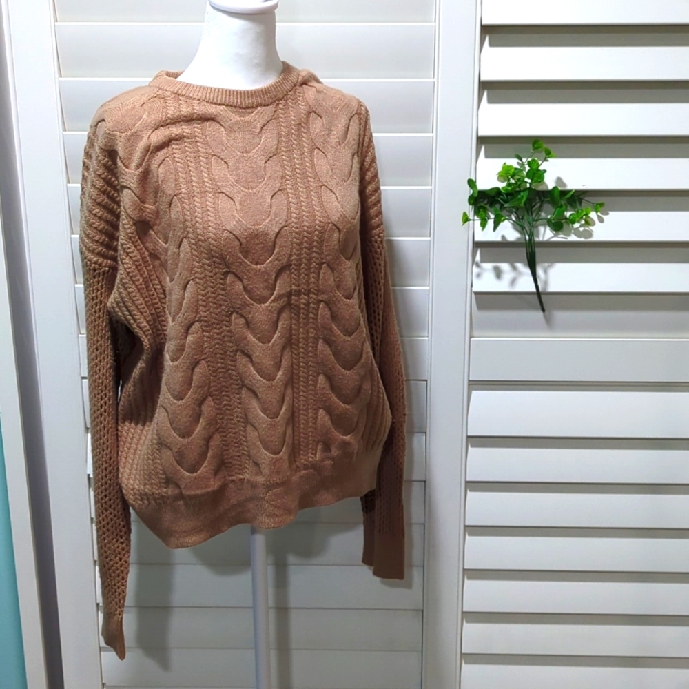 NWT Tahari Brown Viscose Blend Knit Sweater Sz L